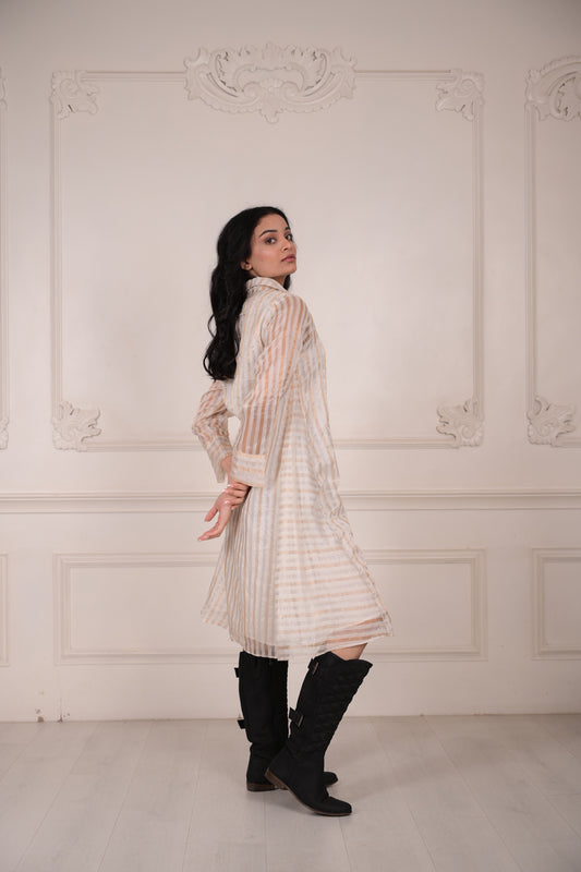 MARA Metallic Striped Shirt Dress