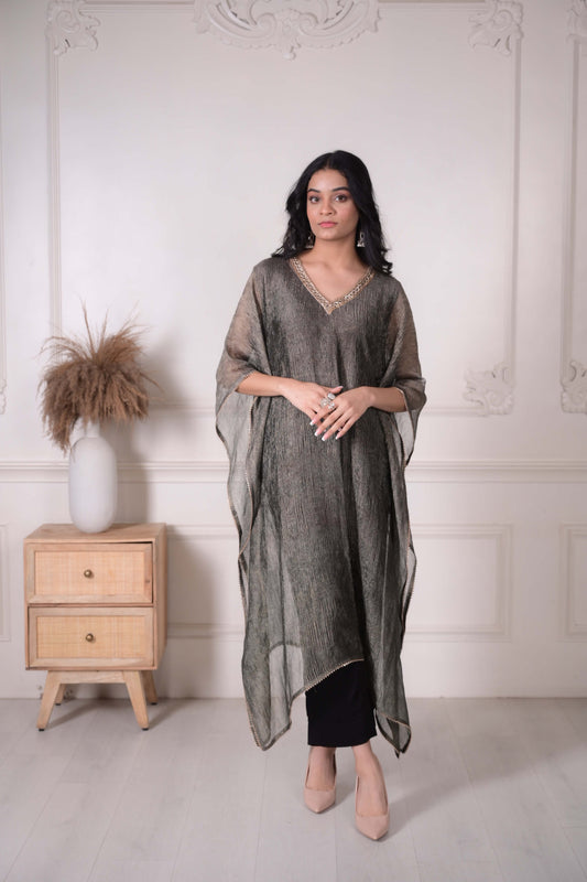 Mahroosh Metallic Crushed Tissue Kaftan