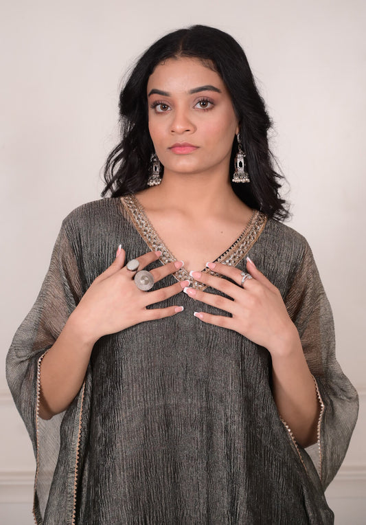 Mahroosh Metallic Crushed Tissue Kaftan