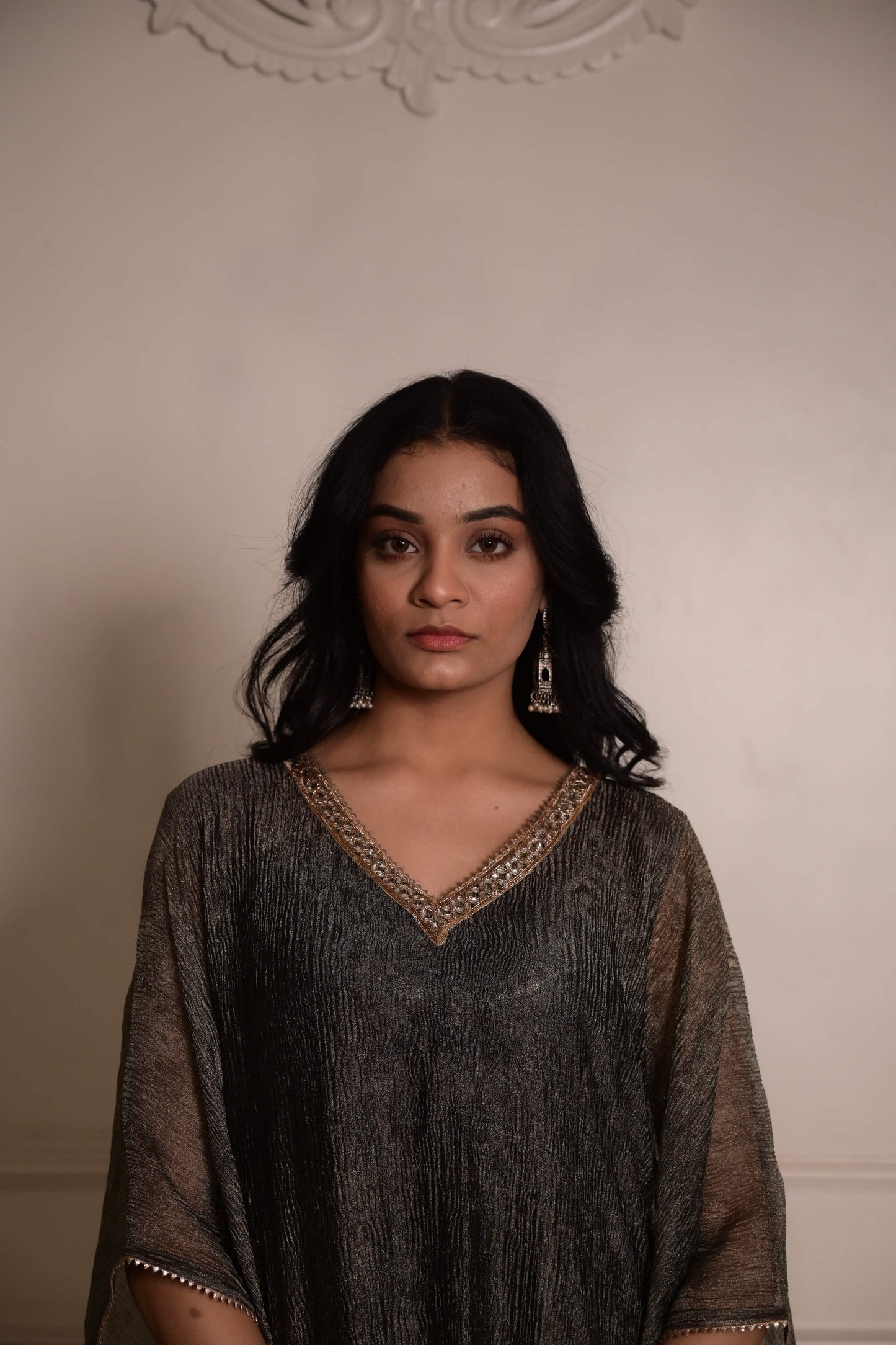 Mahroosh Metallic Crushed Tissue Kaftan