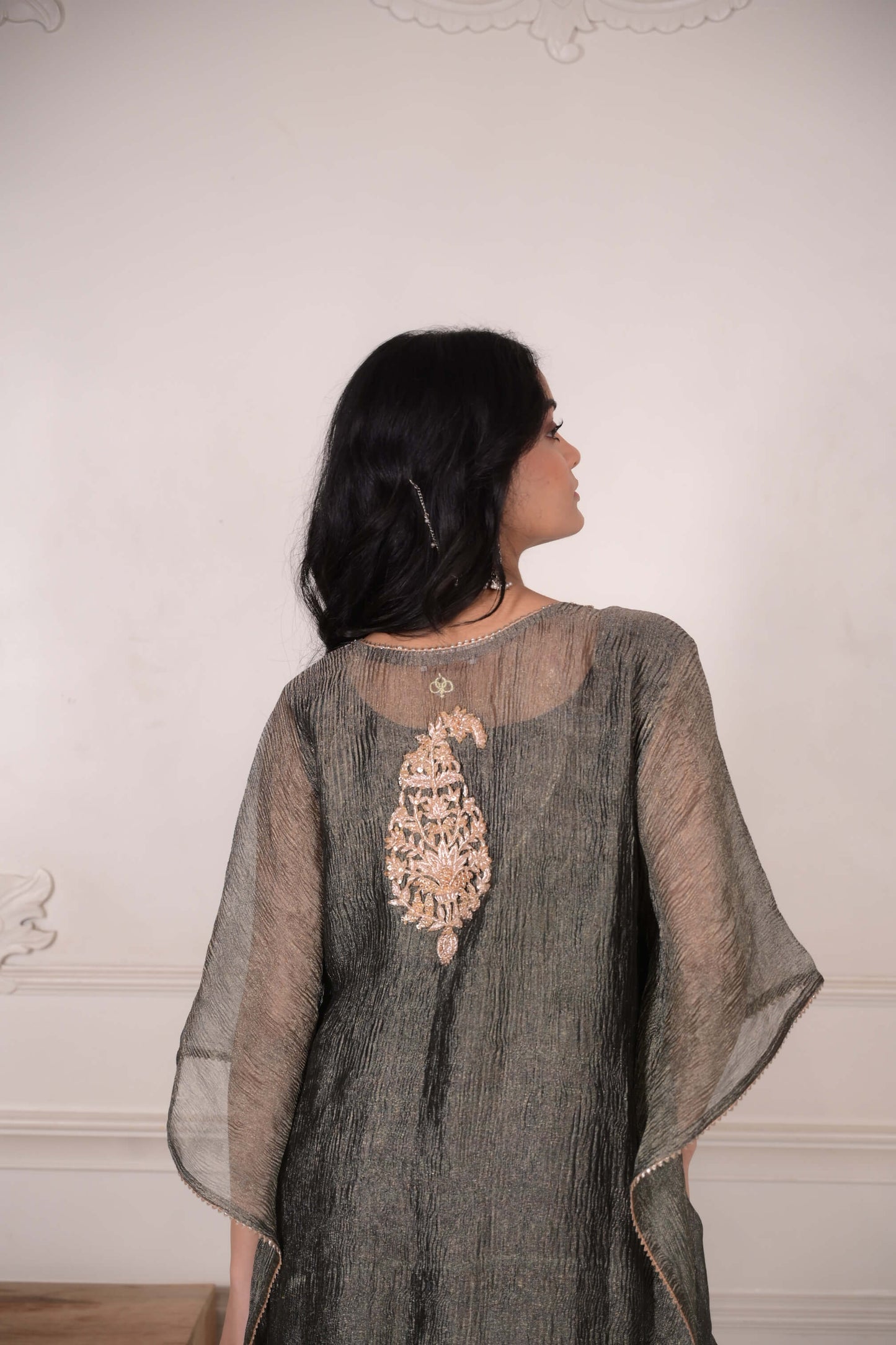 Mahroosh Metallic Crushed Tissue Kaftan
