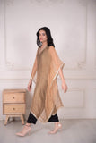 Mahroosh Metallic Gold Crushed Tissue Kaftan