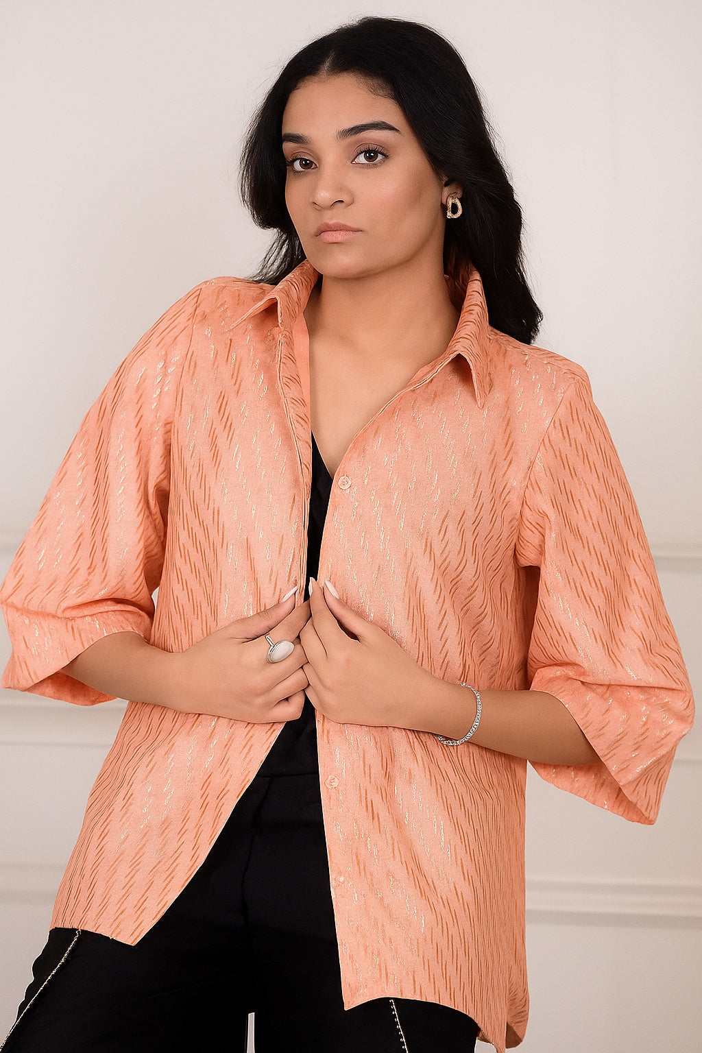 Ziya Stripes Chanderi Cotton with Gold Zari Top