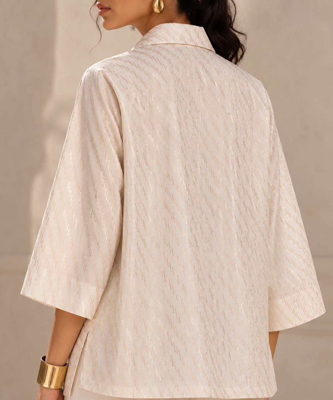 Ziya Polka Chanderi Cotton with Gold Zari Top
